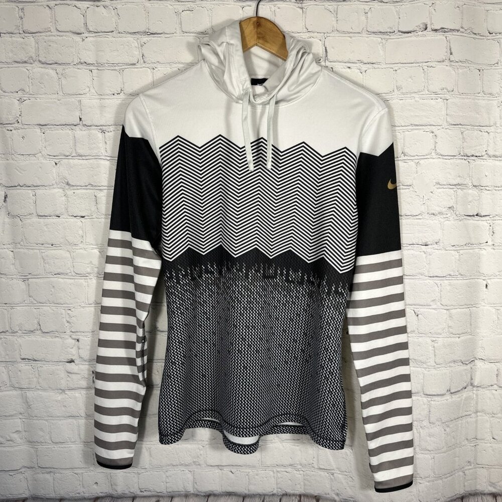 Nike Hoodie Womens Medium Funnel Neck‎ Cowl Geometric Sweatshirt Pullover
